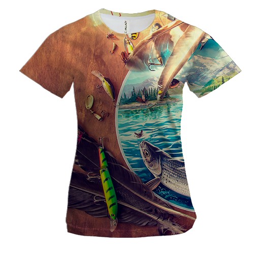 Жіноча 3D футболка "Рибальські аксесуари"