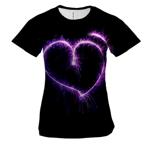 Жіноча 3D футболка з серцем з феєрверку