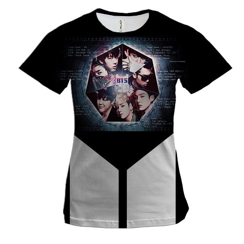 Женская 3D футболка с группой БТС (BTS) K-POP ARMY (2)