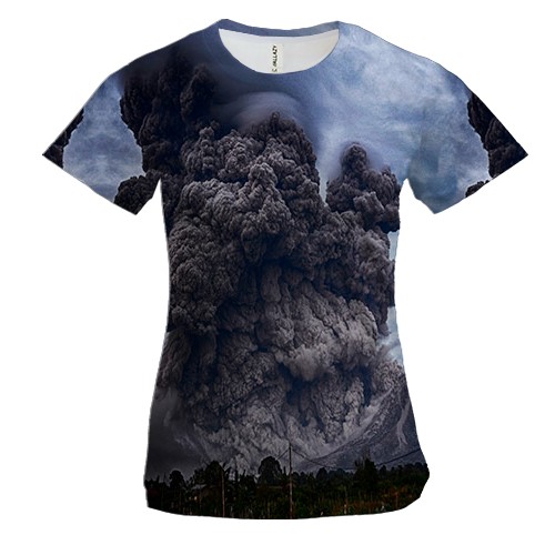 Женская 3D футболка с извержением вулкана
