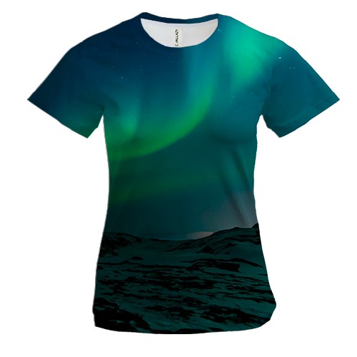 Жіноча 3D футболка з північним сяйвом