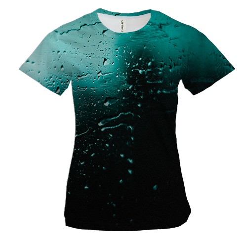 Женская 3D футболка с каплями дождя на окне