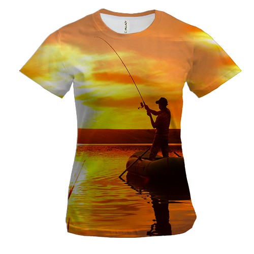 Жіноча 3D футболка Рибалка на рибалці