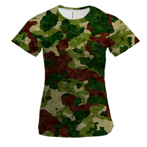 Женская 3D футболка с лесным камуфляжем (2)