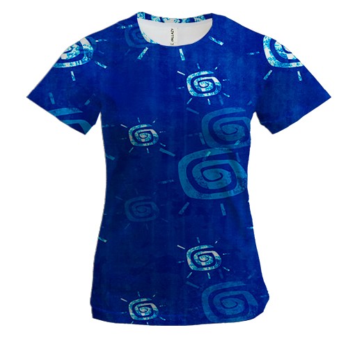 Женская 3D футболка с синими иконками солнца