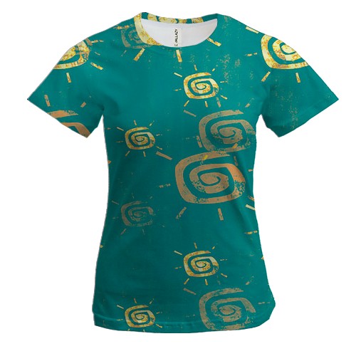 Женская 3D футболка с желтыми иконками солнца