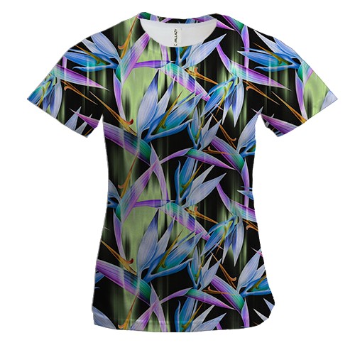 Жіноча 3D футболка з освітленими квітами