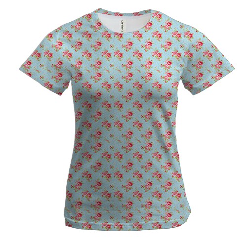 Женская 3D футболка с цветочными обоями