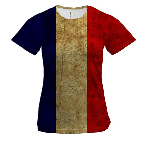 Женская 3D футболка с флагом Франции