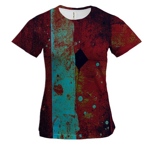 Жіноча 3D футболка з червоно-білою стіною