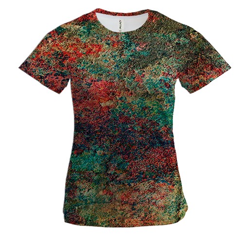 Женская 3D футболка с цветной ржавчиной