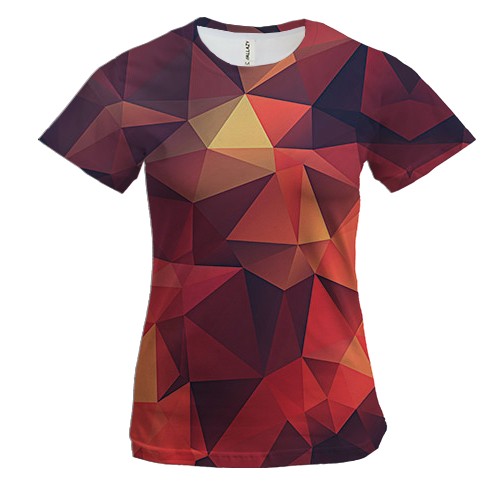 Жіноча 3D футболка з червоними полігонами