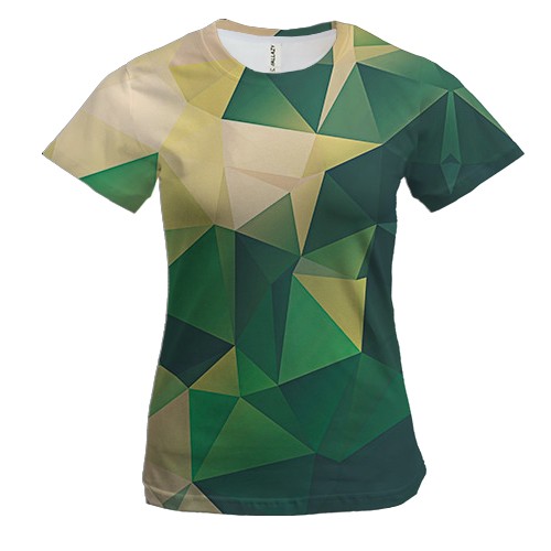 Жіноча 3D футболка з зеленими полігонами