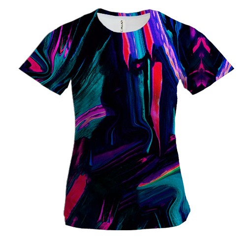 Женская 3D футболка с неоновыми мазками