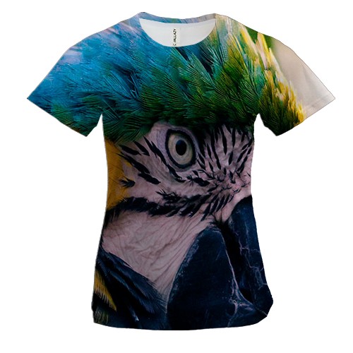 Женская 3D футболка с попугаем