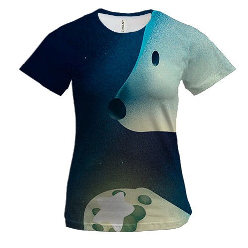 Женская 3D футболка с белыми медведями и звездой