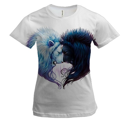 Женская 3D футболка со львом и львицей
