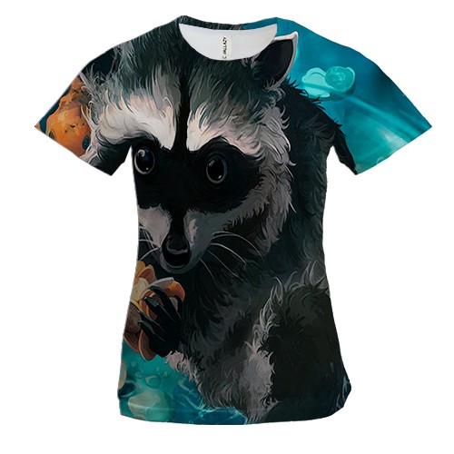 Женская 3D футболка с енотом