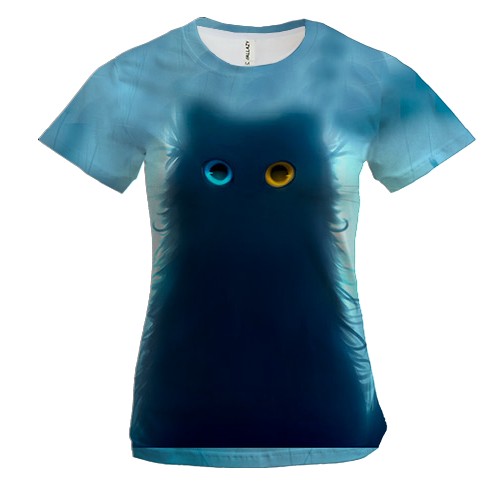 Жіноча 3D футболка з котом з різними очима