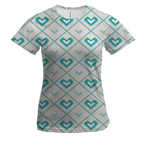 Женская 3D футболка с шитыми сердечками