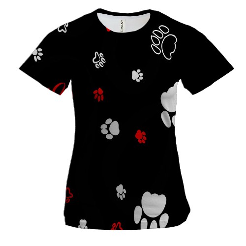 Женская 3D футболка со следами животных