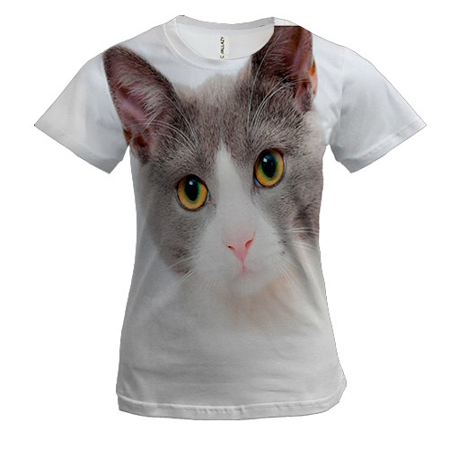 Женская 3D футболка с котом
