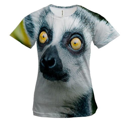Женская 3D футболка с лемуром
