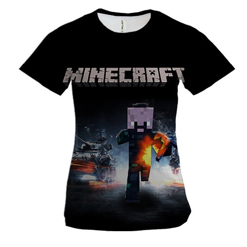 Жіноча 3D футболка "Minecraft x Battlefield"