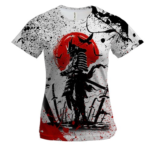 Женская 3D футболка "Черный самурай"