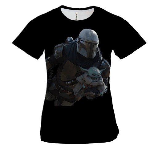 Жіноча 3D футболка Малюк Грогу у польоті (2)