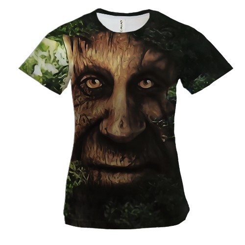 Жіноча 3D футболка Мудре дерево з обличчям (мем)