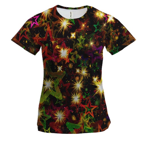 Жіноча 3D футболка зі святковими зірками