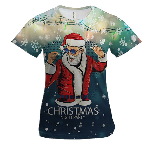 Женская 3D футболка Christmas Night Party
