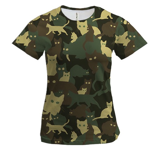 Женская 3D футболка Камуфляж коты