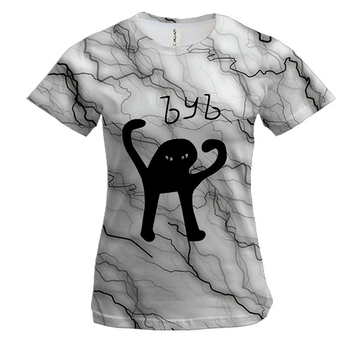 Женская 3D футболка ЪУЪ кот