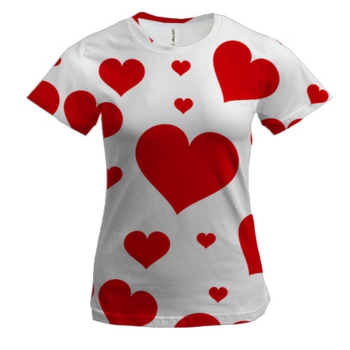 Жіноча 3D футболка Big hearts