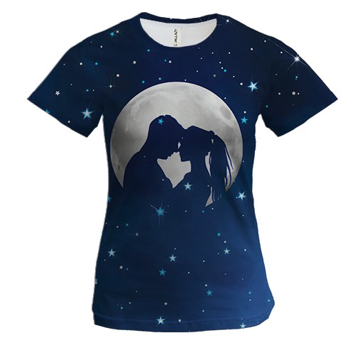 Жіноча 3D футболка Силует закоханих на місяць