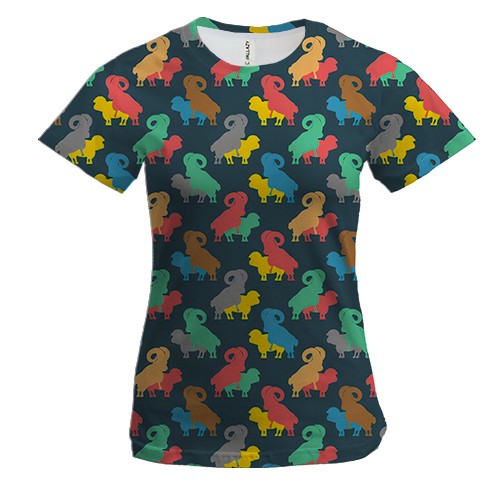 Жіноча 3D футболка Кохання козли