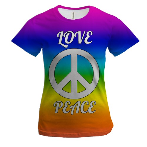 Женская 3D футболка Love Peace