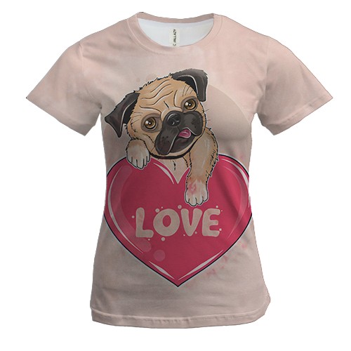 Жіноча 3D футболка Love dog