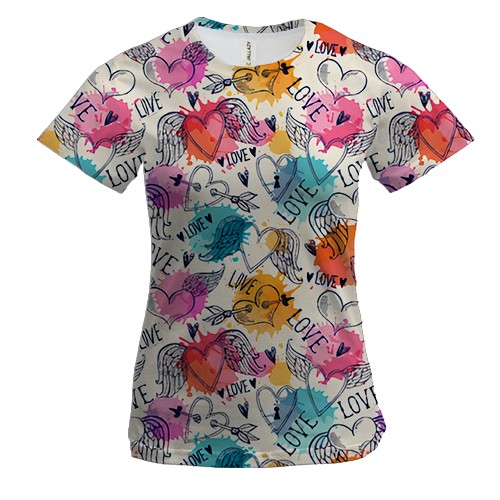Жіноча 3D футболка Love and hearts pattern 5