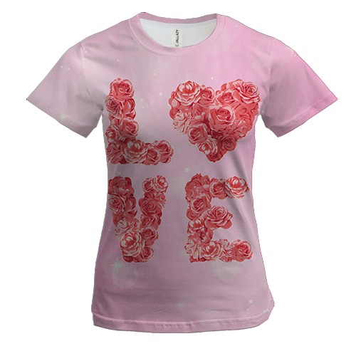 Жіноча 3D футболка Love троянди