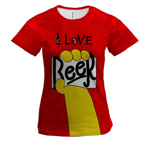 Женская 3D футболка I love BEER