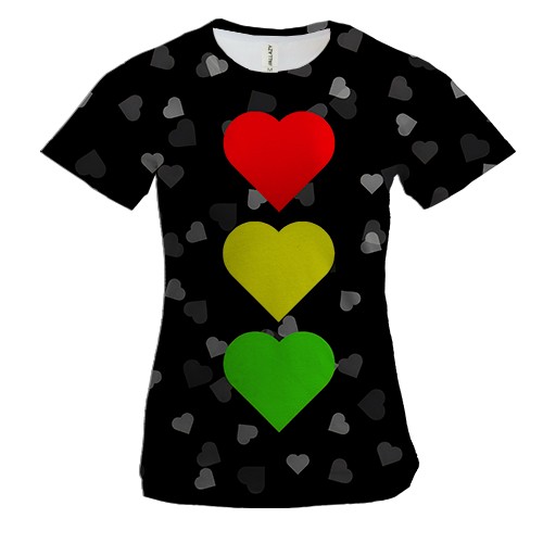 Жіноча 3D футболка Серця світлофор