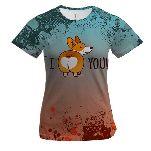 Жіноча 3D футболка I love you dog