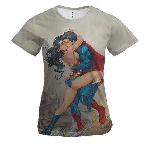 Женская 3D футболка Superman and superwoman