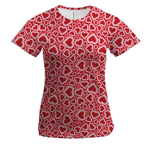 Женская 3D футболка Сердца паттерн