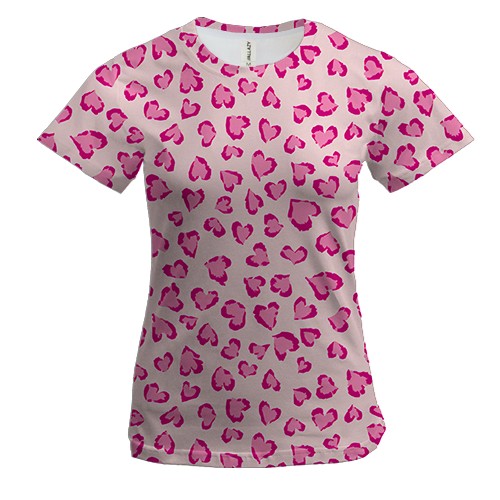 Жіноча 3D футболка Серця леопард