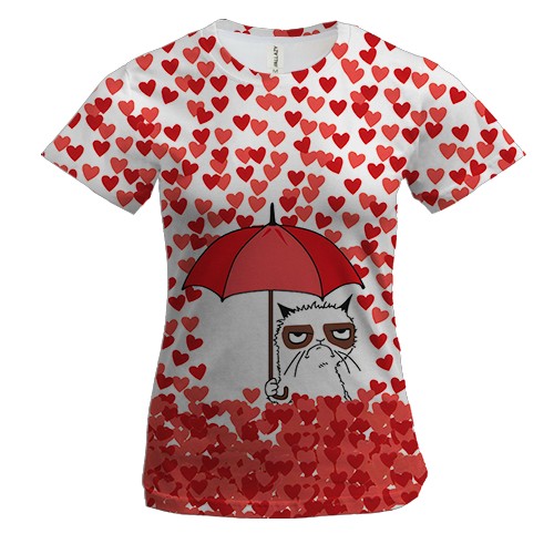 Женская 3D футболка Кот антивалентин белый