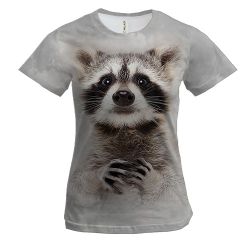 Женская 3D футболка с енотом (2)